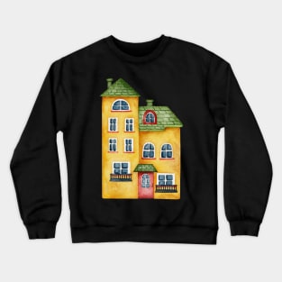 YELLOW VILLAGE HOUSE WATERCOLOR Crewneck Sweatshirt